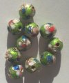 10 8mm Lime Cloisonné Rounds